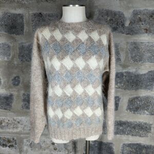 HANDKNITS of New Zealand woven knit MOHAIR sweater M/L beige cream